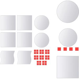 vidaXL Spiegeltegels - Set met Frameloos Ontwerp - Hoogwaardig Glas - 20.5 x 20.5 cm - 4 Vierkant - 2 Ovaal - 2 S-vormig - Spiegel