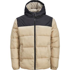 Jack & Jones - Heren Jas winter Toby Puffer Hood - Beige - Maat S