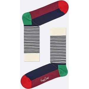 Happy Socks Half Stripe Sokken - Groen/Wit/Rood - Maat 41-46
