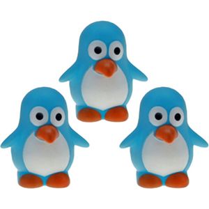 Rubber badeendje/pinguin - 3x - Classic blauw - badkamer fun artikelen - size 6 cm - kunststof - water speelgoed pinguins