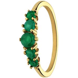 Lucardi Dames Stalen goldplated vintage ring met turquoise - Ring - Staal - Goudkleurig - 16 / 50 mm