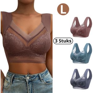 Bovista BH Zonder Beugel - Zonder Bandjes - Push-up Bh's - Comfort Bh - Set van 3 - L