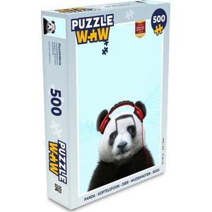 Puzzel Panda - Koptelefoon - Dier - Muzieknoten - Rood - Legpuzzel - Puzzel 500 stukjes