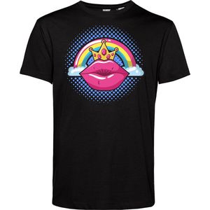 T-shirt Female PopArt Lips | Gay pride shirt kleding | Regenboog kleuren | LGBTQ | Zwart | maat 5XL