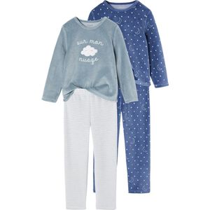 Vertbaudet Set van 2 fluwelen pyjama's ""sur mon nuage"" voor meisjes