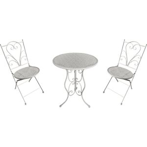 AXI Eloise 3-delige metalen Bistroset Gestanst Wit – Gepoedercoat metalen frame – Balkonset 2 stoelen en tafel