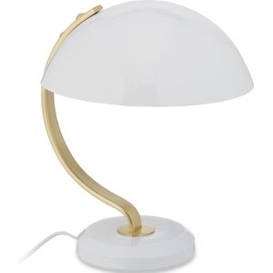Relaxdays tafellamp - bureaulamp - lampenkap - E27 - nachtkast lampje - metaal - wit
