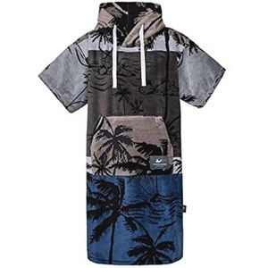 Surf Poncho van Hoogwaardig Katoen - Palm Tree Edition - Navy/Grey - Uniseks