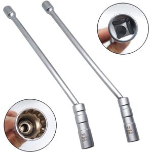 2 stuks draaibare magnetische dunne wand lange bougiedop universele verlengstuk flexibele dopsleutel verwijdergereedschap - 14 mm en 16 mm