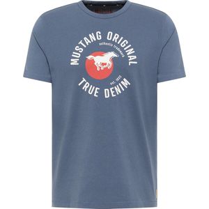 Mustang T-shirt grijs-blauw met logo - maat S