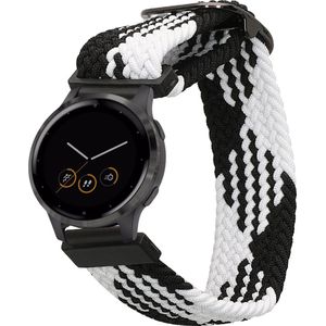 kwmobile nylon bandje voor smartwatch - geschikt voor Garmin vivomove 3S / vivoactive 4S - 15 - 18,5 cm - Polsbandje in zwart / wit