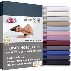 Double Jersey Hoeslaken - Hoeslaken  120x200+30 cm - 100% Katoen  Antraciet