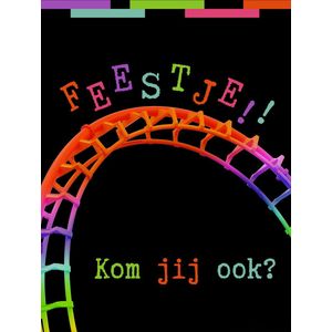 Lise Schrijft | Uitnodiging Kinderfeestje | Duurzaam | Jongen | Meisje | 12 ECO-kaarten | Achtbaan | met leuke SLUITSTICKER | inclusief kraft ENVELOP |