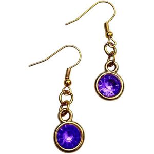 2 Love it Bling L - Oorbellen - Lengte 4 cm - Stainless steel - Lila - Goudkleurig