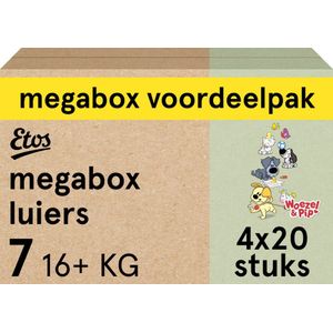 Etos Luiers - Woezel & Pip - Maat 7 - 16+kg - Megabox Voordeelpak - 80 stuks