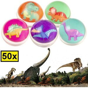 Decopatent® Uitdeelcadeaus 50 STUKS Dino / Dinosaurus Stuiterballen Ø3.2 Cm - Traktatie Uitdeelcadeautjes voor kinderen - Speelgoed