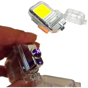 Elektronische aansteker met COB LED lamp oplaadbaar 300mah accu usb C + gratis normale aansteker.