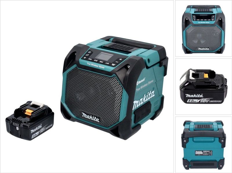 Makita DMR 203 - Bluetooth Luidspreker - IP64 - 12 V 18 V - Inclusief 1x Accu 5.0 Ah