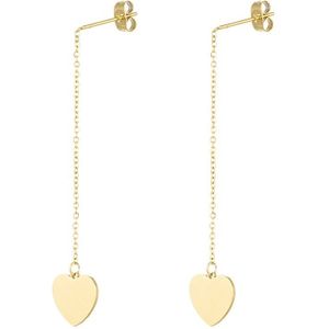 Oorbellen ketting met hart - goud