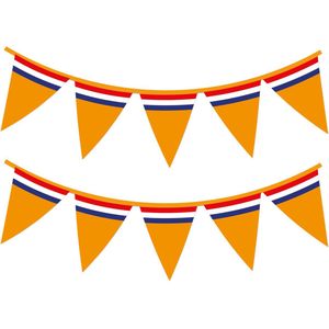 Bellatio Deocrations - Oranje Holland vlaggenlijn met Nederlandse vlag 10 meter - Oranje versiering slinger WK/ EK/ Koningsdag