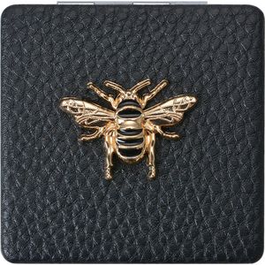 Clayre & Eef Handspiegel 6x6 cm Zwart Polyresin Bij