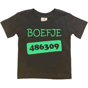 T-shirt Kinderen ""Boefje 486309"" | korte mouw | zwart/mint | maat 110/116 (XS)
