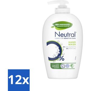 Neutral - Vloeibare Handzeep - Gevoelige Huid - 0% Parfum & Kleurstof - 100% Biologisch Afbreekbaar - 250 ml - Voordeelverpakking - 12 stuks