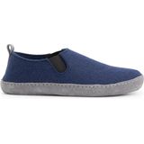 Travelin' In-Home Dames Sloffen - Wollen Pantoffels - Instappers met suède zool - Marine Blauw