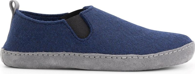 Travelin' In-Home Dames Sloffen - Wollen Pantoffels - Instappers met suède zool - Marine Blauw