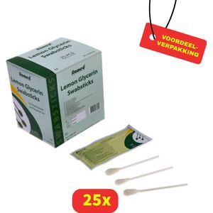 Romed Mondverzorgingsswabs | tegen een droge mond | Lemon Glycerine | 25 zakjes met 3 swabs per zakje