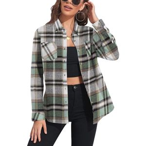 Geruite Flanellen Overhemden voor Dames - Casual Lange Mouwen, Button-Downstijl