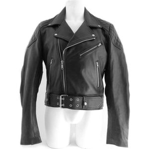 Mister B leren jack met riem - zwart - medium