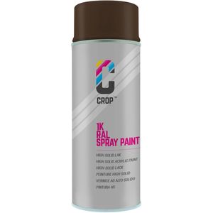 CROP Spuitbus RAL 8014 Sepiabruin - Zijdeglans - 400ml - Spuitbus verf Bruin - 100% kleurecht - Sneldrogend - Binnen & Buiten - RAL8014