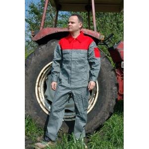 Overall katoen grijs/rood -58