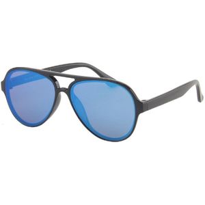 Zonnebril Kinderen - Pilotenbril Modern - Spiegelglazen 51 mm - Zwart en Blauw