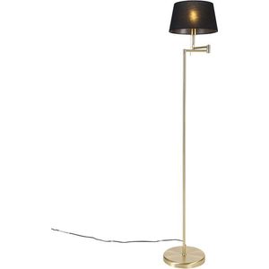 QAZQA ladas - Klassieke Vloerlamp | Staande Lamp met kap - 1 lichts - H 1540 mm - Zwart Goud - Woonkamer | Slaapkamer | Keuken