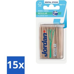 Jordan - Clean Between Sticks - Tandenstokers - Regular - 100 Stokers - Bulkverpakking - 15 stuks