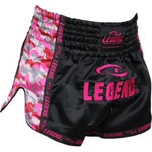 Legend Sports Kickboksshort Camo Dames Satijn Zwart/roze Mt S