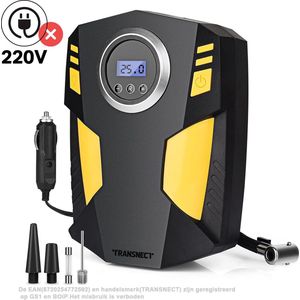 TRANSNECT Compressor Bandenpomp – Luchtcompressor – Elektrische 12V - 35 L/Min - 100psi - Draagbaar - voor Auto, motorfiets