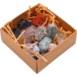 Set van 12 chakra-kristallen voor healing, meditatie, bescherming en versterking - Natuurlijke ruwe edelstenen