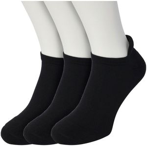 Bonnie Doon Unisex Sneaker Sokken Deluxe Zwart maat 36/42 - Dames en Heren - 3 paar - Badstof Binnenzool - Gladde teennaad - Zeer Comfortabel en Zacht - Zacht Hiel Kussen houdt Vuil tegen - Sport - Sneakersokken - Black - OL6310501.101