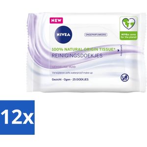 Nivea - Sensitive Reinigingsdoekjes - Voor Gevoelige Huid - 25 Doekjes - Voordeelverpakking - 12 stuks