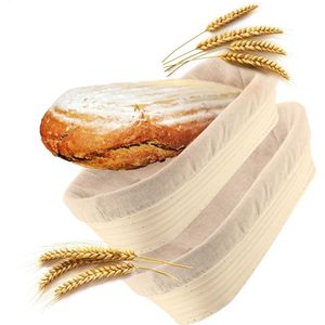 2 x gistingsmand met wasbaar linnen inzetstuk, rijsmandje van natuurlijk riet, broodmand voor het bakken van brood, ovale broodvorm, bakkerslinnen (braadmand ovaal, 2 stuks)