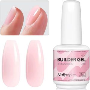 UV/LED Builder in a Bottle 15ML. – BIAB Nagel Builder Gel MET KWAST - roze - pink - Nagelverlenging, Nagelversterking, Nagelopbouw-Builder HEMA & TPO Free