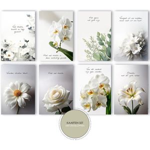 ASKWK025 - Condoleance kaarten - Set condoleance kaarten - Set van 8 dubbele kaarten met enveloppen - Rouwkaarten - Sterkte wensen - Gecondoleerd - Condoleancekaarten - Wenskaarten