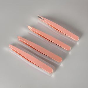 4 Stuks Pincet Set – RVS – Verschillende Pincet Uiteinden – Roségoud