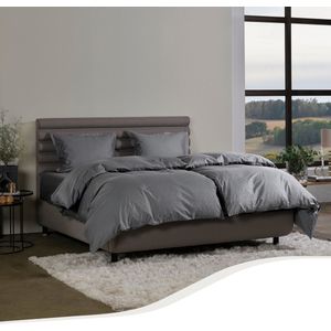 Home by TEMPUR® - Dekbedovertrek van katoensatijn - strijkvrij en droger geschikt - Antraciet - 200x220 cm - zonder kussensloop