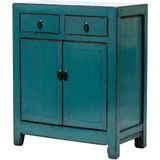 Fine Asianliving Antieke Chinese Kast Teal High Gloss B75xD39xH92cm Chinese Meubels Oosterse Kast