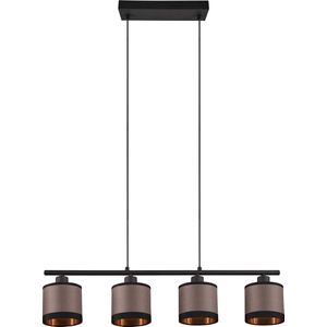 LED Hanglamp - Trion Vamos - E14 Fitting - 4-lichts - Rechthoek - Mat Zwart - Metaal