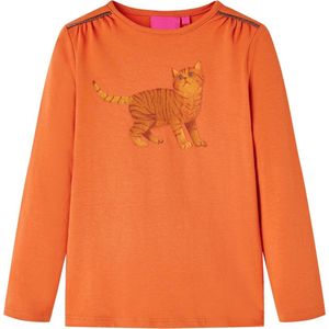 vidaXL - Kindershirt - met - lange - mouwen - 128 - oranjebruin